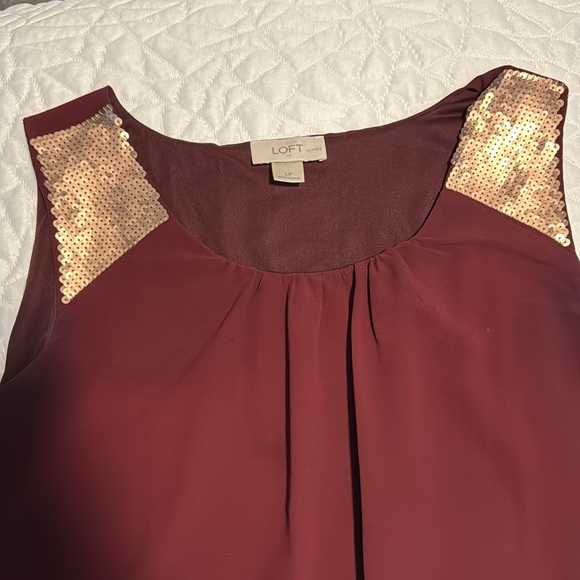 Loft Large Petite Ruby and Rose Golden Sequin Tank Top Perfect for Holidays - Picture 5 of 6